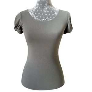 Dusty Olive Knot-tie Sleeve Double Layer Top s 38